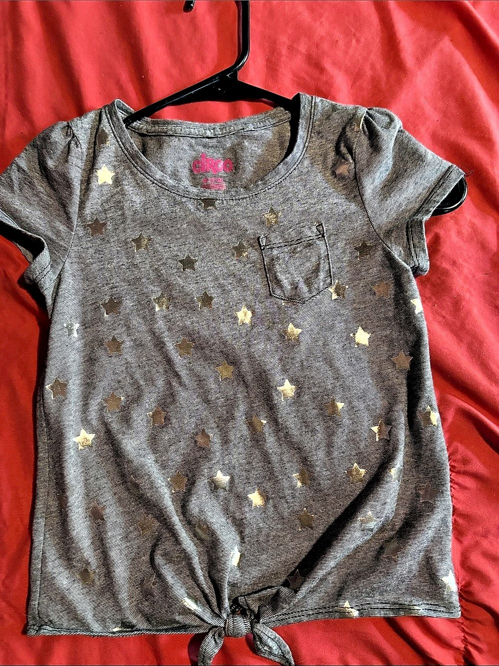Justice Kids Gray & Gold Star Short Sleeve Top